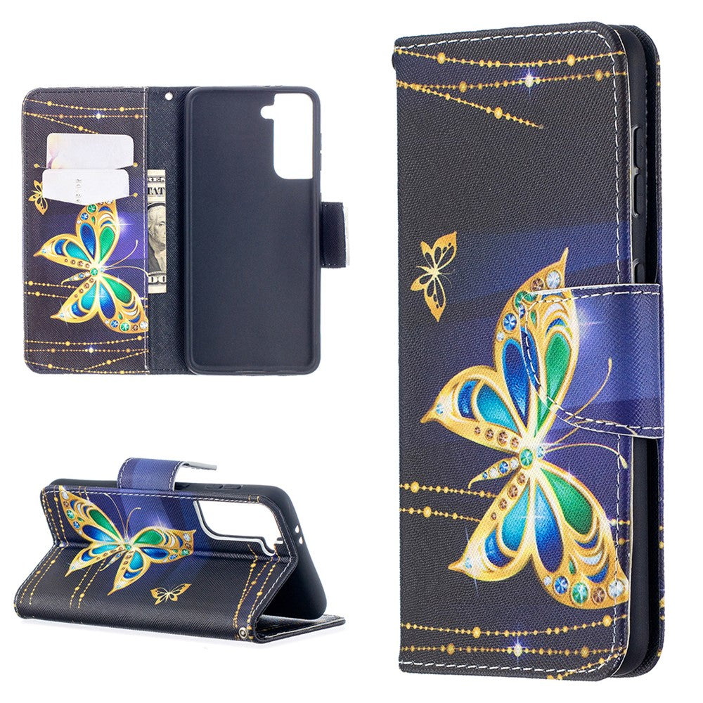 Pattern Printing Phone Cover Wallet Leather Case for Samsung Galaxy S21 5G/S21 4G