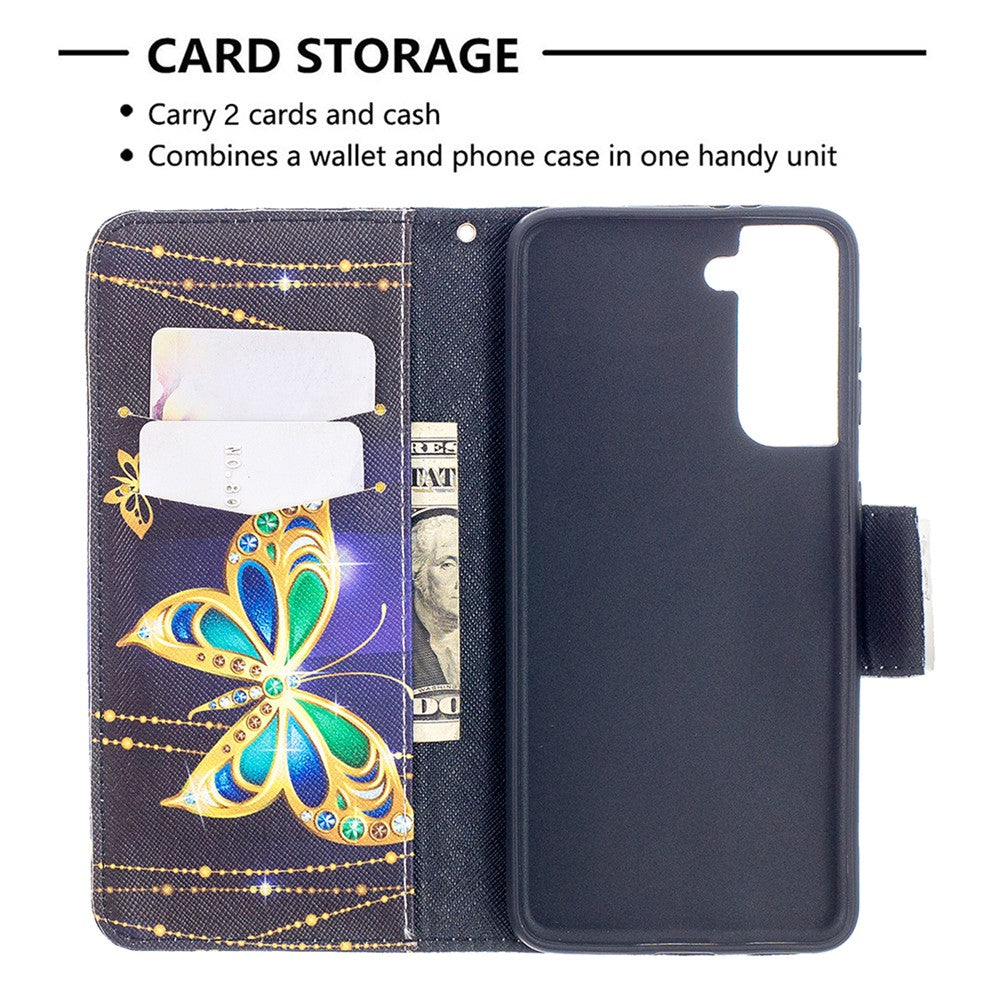Pattern Printing Phone Cover Wallet Leather Case for Samsung Galaxy S21 5G/S21 4G