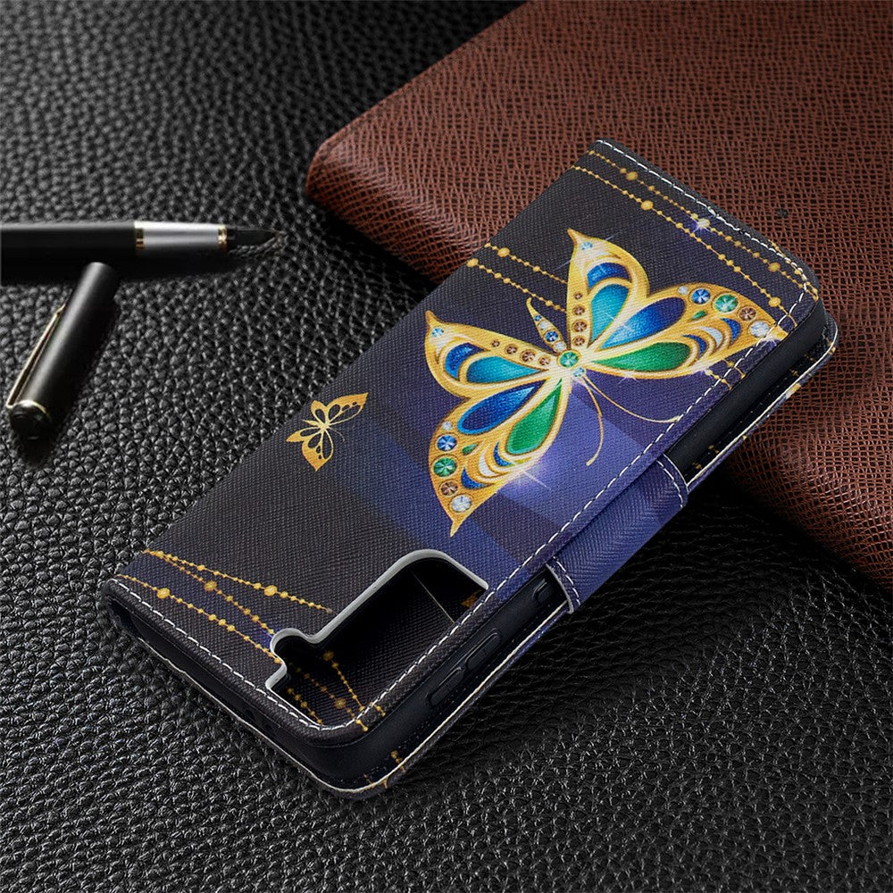 Pattern Printing Phone Cover Wallet Leather Case for Samsung Galaxy S21 5G/S21 4G
