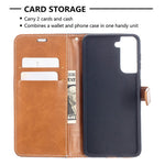 Farve Sammenføjning Jeans Klæde Skin Tegnebog Læder Telefoncover til Samsung Galaxy S21 4G/5G