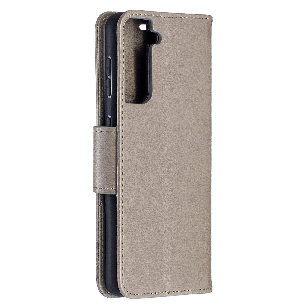 Imprint Butterflies Pattern Wallet Stand Leather Phone Cover for Samsung Galaxy S21 4G / 5G