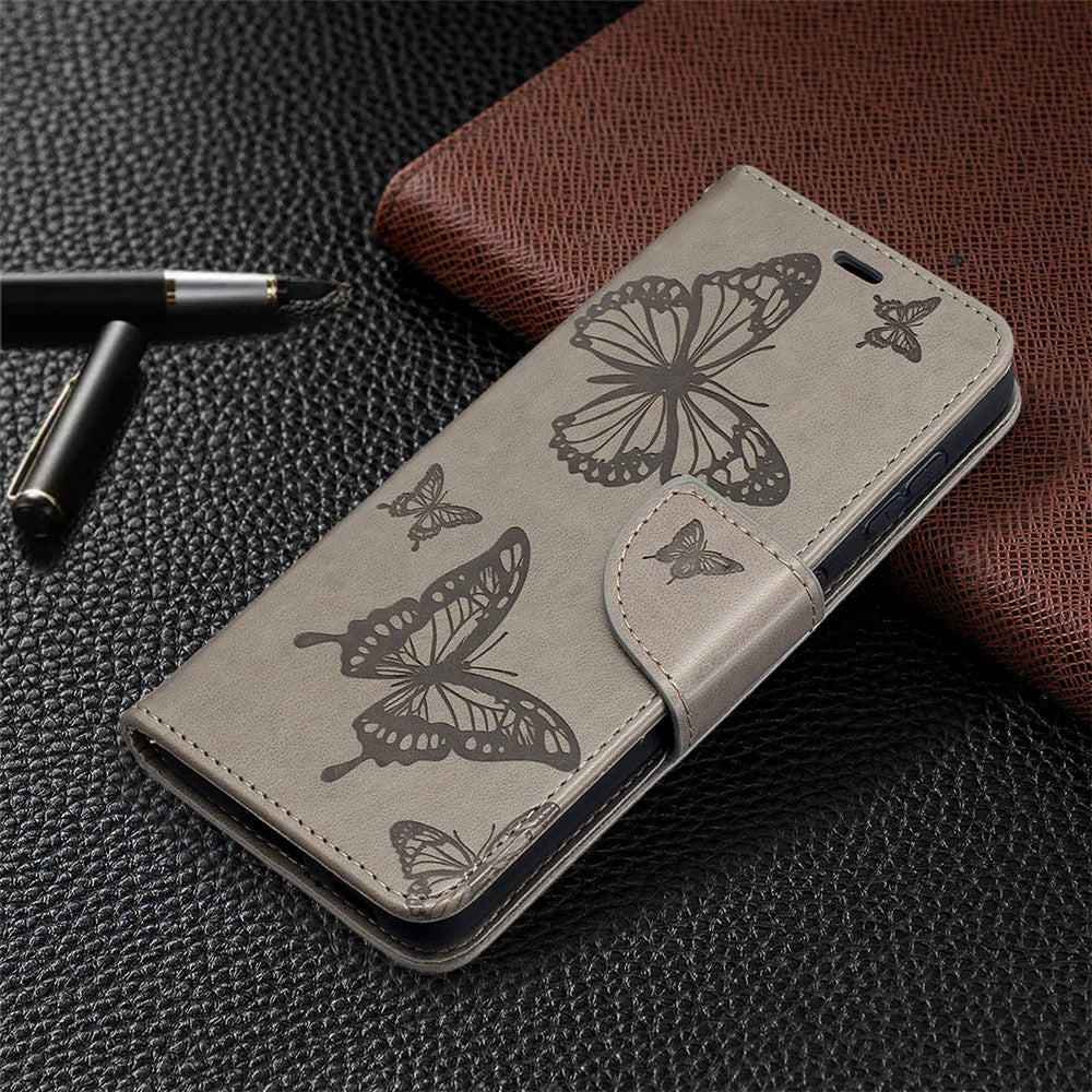 Imprint Butterflies Pattern Wallet Stand Leather Phone Cover for Samsung Galaxy S21 4G / 5G