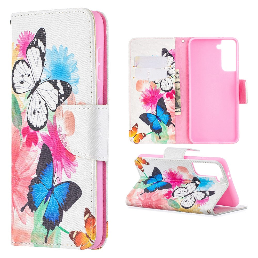 Faddish Pattern Printing Stand Leather Case Cover for Samsung Galaxy S21 4G/5G