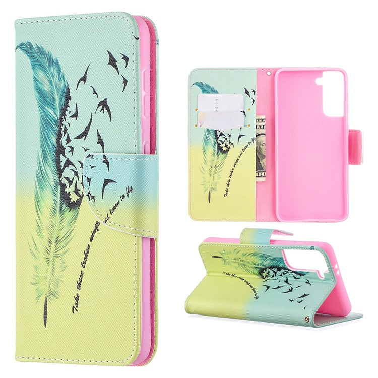Faddish Pattern Printing Stand Leather Case Cover for Samsung Galaxy S21 4G/5G