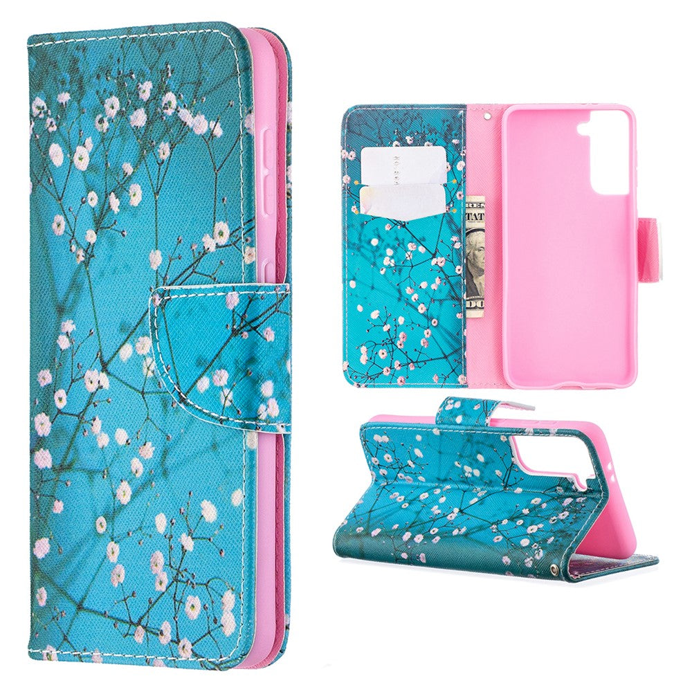 Faddish Pattern Printing Stand Leather Case Cover for Samsung Galaxy S21 4G/5G