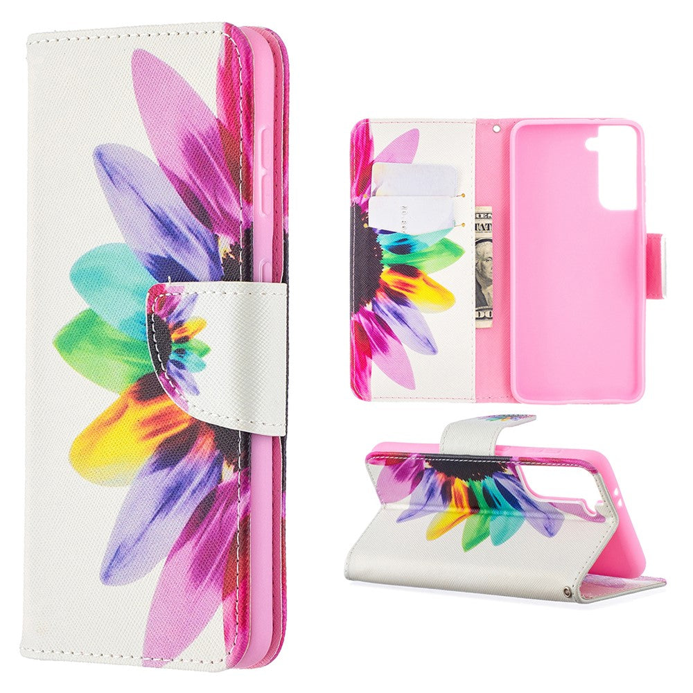Faddish Pattern Printing Stand Leather Case Cover for Samsung Galaxy S21 4G/5G