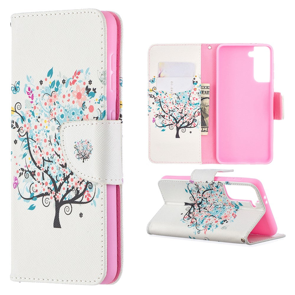 Faddish Pattern Printing Stand Leather Case Cover for Samsung Galaxy S21 4G/5G