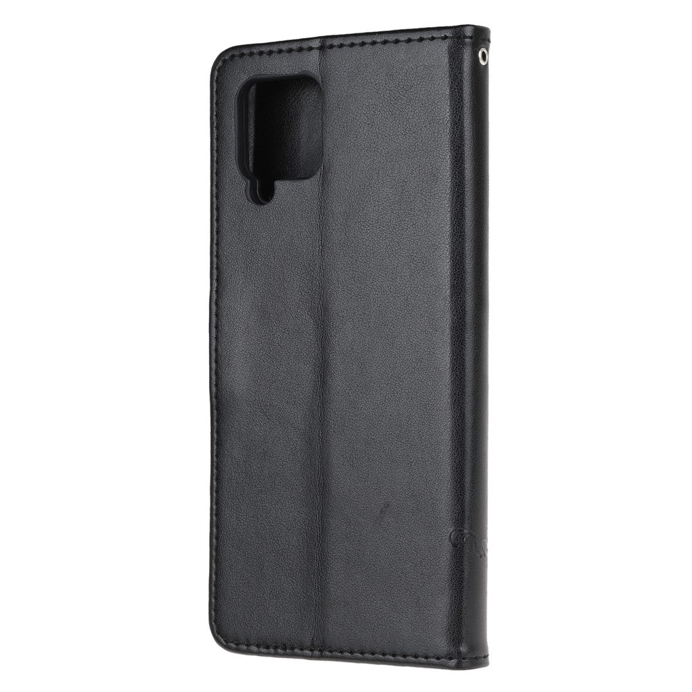 Läderfodral med fjärilsmotiv och blommor för Samsung Galaxy A12