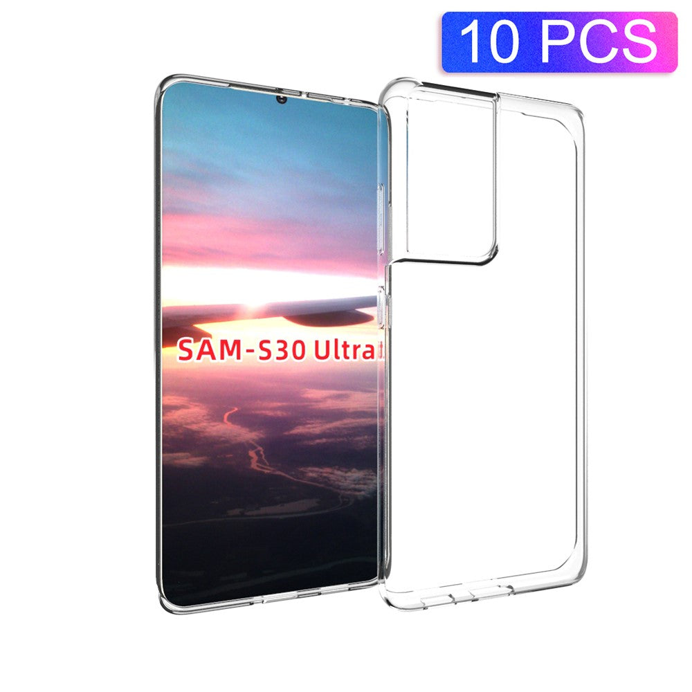 10Pcs/Pack Phone Case for Samsung Galaxy S21 Ultra 5G Watermark Resistant Flexible TPU Cover
