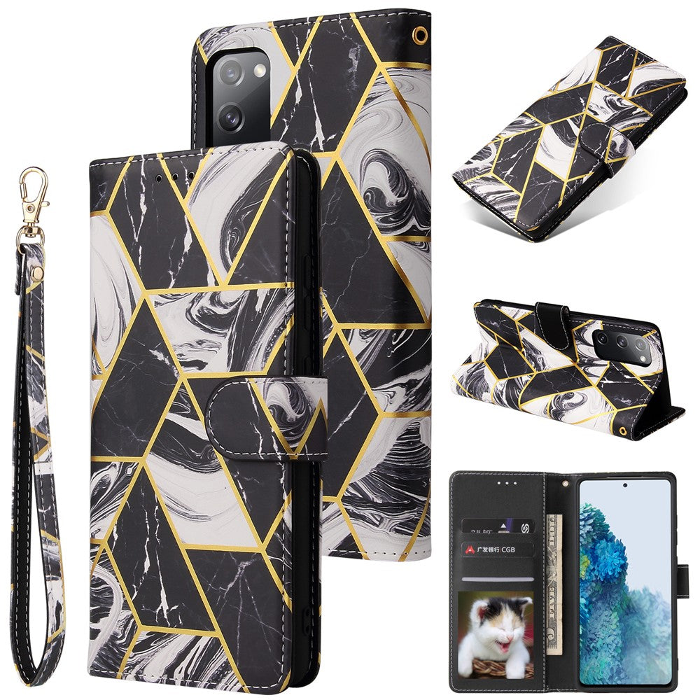 For Samsung Galaxy S20 FE 4G/5G/S20 Lite/S20 FE 2022 Lacquered Marble Pattern Leather Protection Case