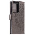 Imprinted Mandala Flower Wallet Leather Case for Samsung Galaxy S21 Ultra 5G Flip Cover