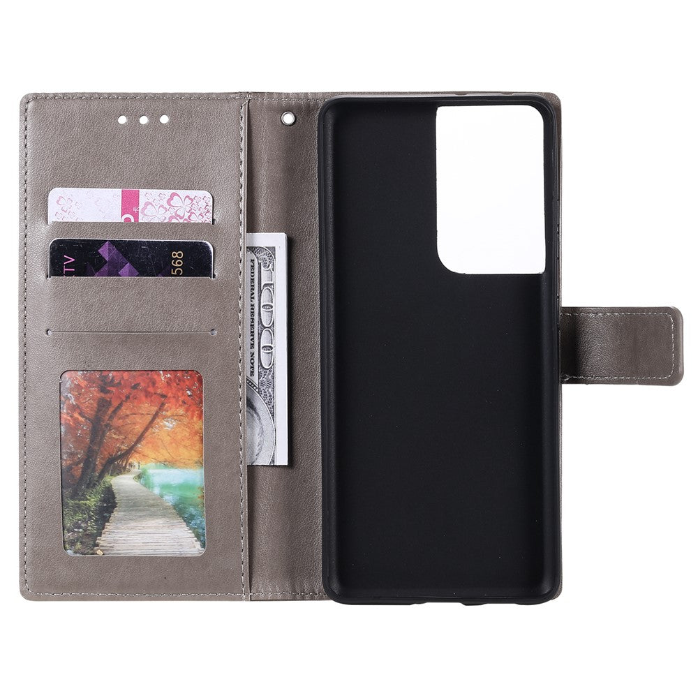 Imprinted Mandala Flower Wallet Leather Case for Samsung Galaxy S21 Ultra 5G Flip Cover