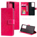Imprinted Mandala Flower Wallet Leather Case for Samsung Galaxy S21 Ultra 5G Flip Cover