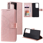 Imprinted Mandala Flower Wallet Leather Case for Samsung Galaxy S21 Ultra 5G Flip Cover