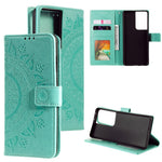 Imprinted Mandala Flower Wallet Leather Case for Samsung Galaxy S21 Ultra 5G Flip Cover