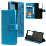 Imprinted Mandala Flower Wallet Leather Case for Samsung Galaxy S21 Ultra 5G Flip Cover