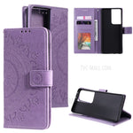 Imprinted Mandala Flower Wallet Leather Case for Samsung Galaxy S21 Ultra 5G Flip Cover