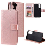 Imprinted Mandala Flower Wallet Leather Case for Samsung Galaxy S21 4G/5G Stand Flip Cover