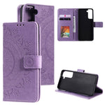 Imprinted Mandala Flower Wallet Leather Case for Samsung Galaxy S21 4G/5G Stand Flip Cover