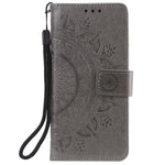 Imprinted Mandala Flower Protector Leather Case for Samsung Galaxy S21+ 5G Stand Flip Cover