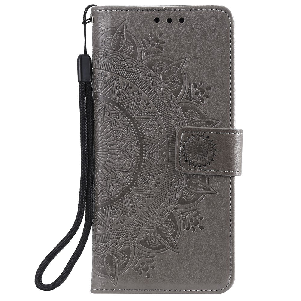 Imprinted Mandala Flower Protector Leather Case for Samsung Galaxy S21+ 5G Stand Flip Cover