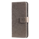 Imprinted Mandala Flower Protector Leather Case for Samsung Galaxy S21+ 5G Stand Flip Cover