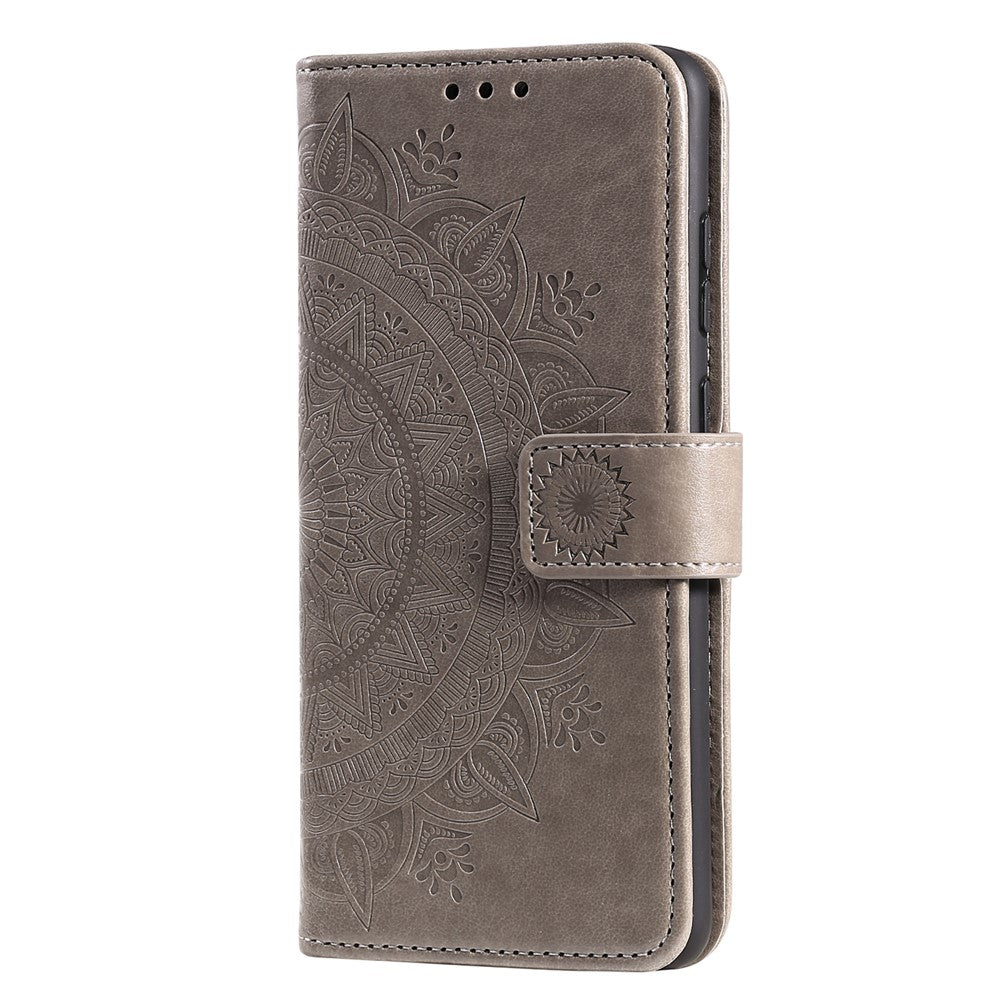 Imprinted Mandala Flower Protector Leather Case for Samsung Galaxy S21+ 5G Stand Flip Cover