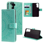 Imprinted Mandala Flower Protector Leather Case for Samsung Galaxy S21+ 5G Stand Flip Cover