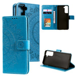 Imprinted Mandala Flower Protector Leather Case for Samsung Galaxy S21+ 5G Stand Flip Cover