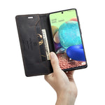 AUTSPACE A01 Serie RFID Blokerende Retro Mat Læder Stand Cover Pung til Samsung Galaxy A71 SM-A715