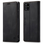 AUTSPACE A01 Serie RFID Blokerende Retro Mat Læder Stand Cover Pung til Samsung Galaxy A71 SM-A715