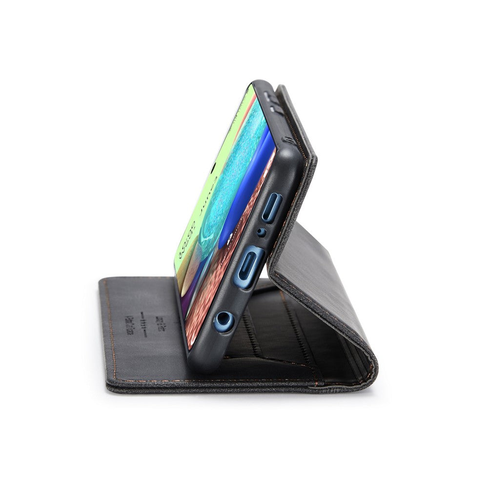 AUTSPACE A01 Serie RFID Blokerende Retro Mat Læder Stand Cover Pung til Samsung Galaxy A71 SM-A715