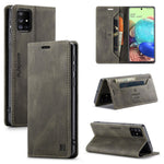 AUTSPACE A01 Serie RFID Blokerende Retro Mat Læder Stand Cover Pung til Samsung Galaxy A71 SM-A715