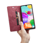 AUTSPACE A01 Series RFID Blocking Retro Matte Leather Case Wallet for Samsung Galaxy A41 (Global Version)