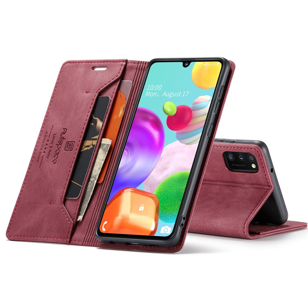 AUTSPACE A01 Series RFID Blocking Retro Matte Leather Case Wallet for Samsung Galaxy A41 (Global Version)