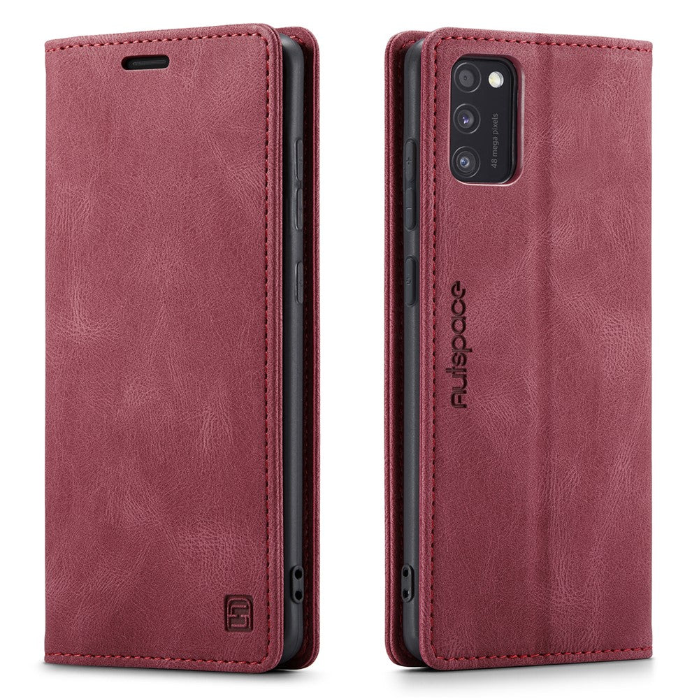 AUTSPACE A01 Series RFID Blocking Retro Matte Leather Case Wallet for Samsung Galaxy A41 (Global Version)