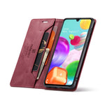 AUTSPACE A01 Series RFID Blocking Retro Matte Leather Case Wallet for Samsung Galaxy A41 (Global Version)