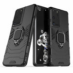 PC TPU Hybrid Case for Samsung Galaxy S21 Ultra 5G Cool Guard Ring Holder Kickstand Shell