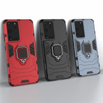 PC TPU Hybrid Case for Samsung Galaxy S21 Ultra 5G Cool Guard Ring Holder Kickstand Shell