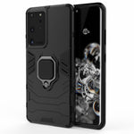 PC TPU Hybrid Case for Samsung Galaxy S21 Ultra 5G Cool Guard Ring Holder Kickstand Shell