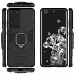 PC TPU Hybrid Case for Samsung Galaxy S21 Ultra 5G Cool Guard Ring Holder Kickstand Shell