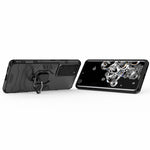 PC TPU Hybrid Case for Samsung Galaxy S21 Ultra 5G Cool Guard Ring Holder Kickstand Shell