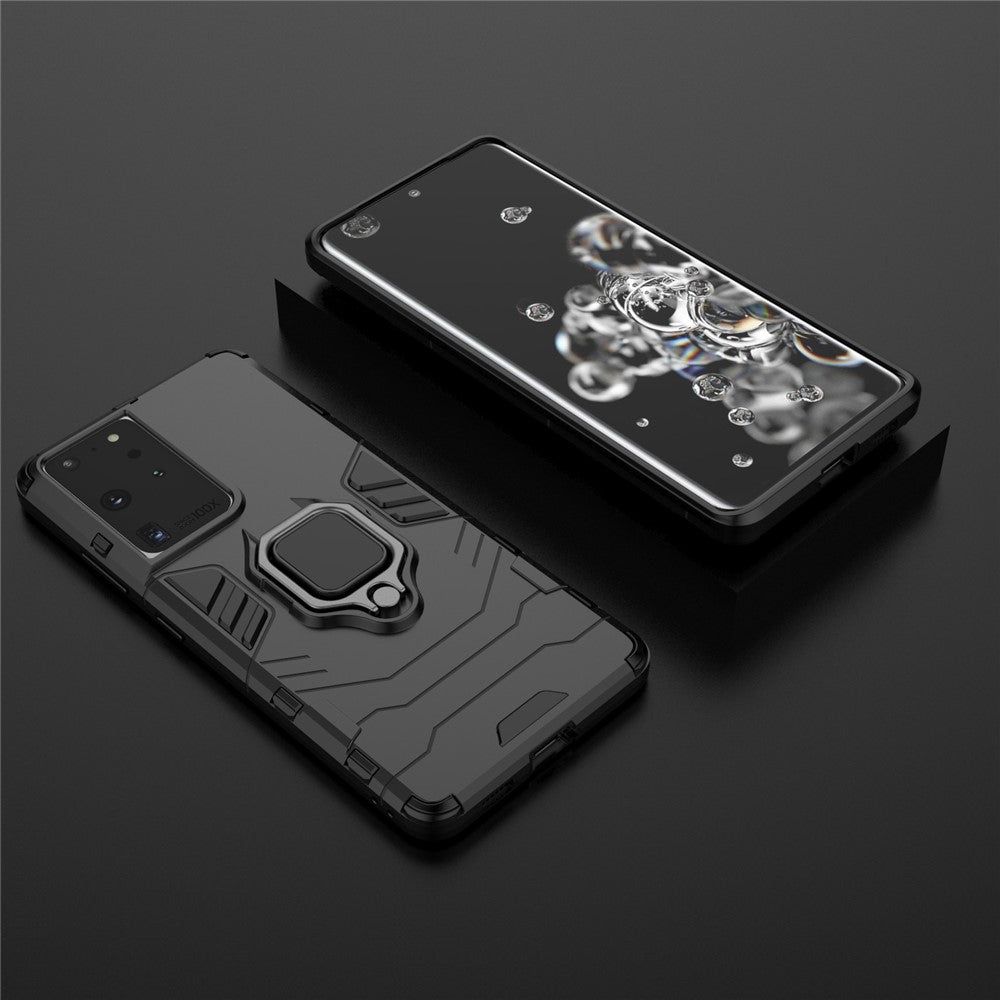 PC TPU Hybrid Case for Samsung Galaxy S21 Ultra 5G Cool Guard Ring Holder Kickstand Shell