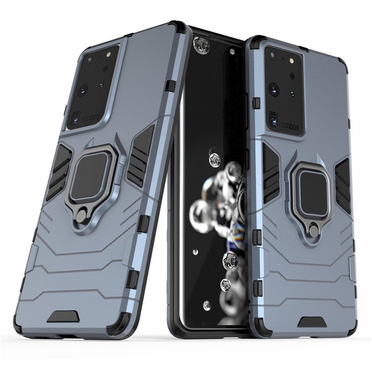 PC TPU Hybrid Case for Samsung Galaxy S21 Ultra 5G Cool Guard Ring Holder Kickstand Shell