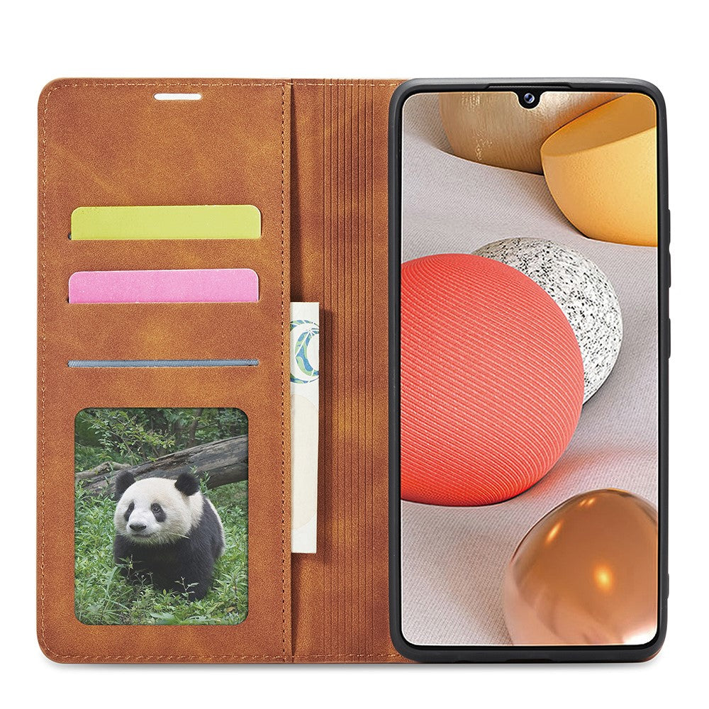 FORWENW for Samsung Galaxy A42 5G Fantasy Series Silky Touch Leather Wallet Case