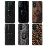 For Samsung Galaxy S20 FE 4G/5G/S20 Lite/S20 FE 2022 PU Leather Coated Phone Cover Shell + Ring-Shape Kickstand
