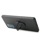 For Samsung Galaxy S20 FE 4G/5G/S20 Lite/S20 FE 2022 PU Leather Coated Phone Cover Shell + Ring-Shape Kickstand