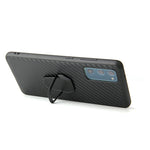 For Samsung Galaxy S20 FE 4G/5G/S20 Lite/S20 FE 2022 PU Leather Coated Phone Cover Shell + Ring-Shape Kickstand
