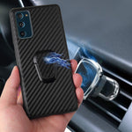 For Samsung Galaxy S20 FE 4G/5G/S20 Lite/S20 FE 2022 PU Leather Coated Phone Cover Shell + Ring-Shape Kickstand