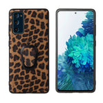For Samsung Galaxy S20 FE 4G/5G/S20 Lite/S20 FE 2022 PU Leather Coated Phone Cover Shell + Ring-Shape Kickstand